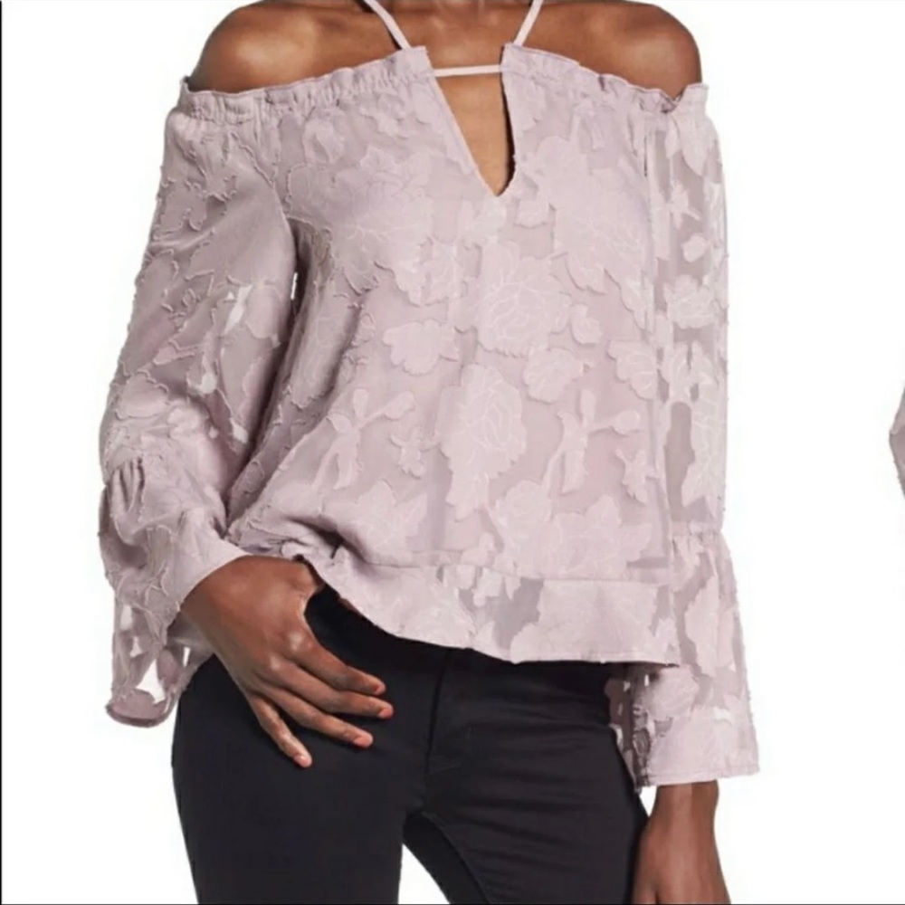 Keith Off the Shoulder Purple Floral Blouse Size Small